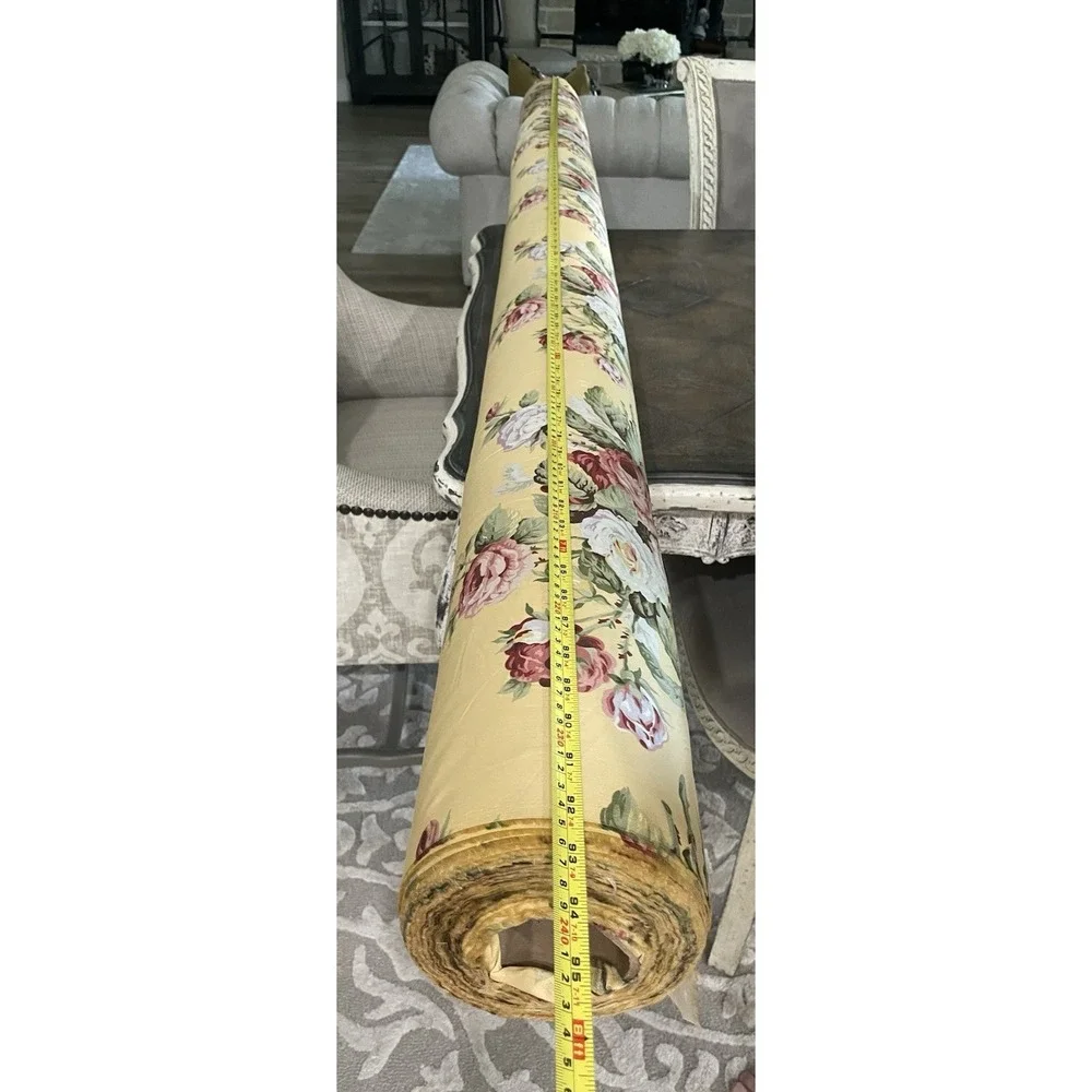 Ralph Lauren Vtg Home Decor‎ Fabric Kathleen Yellow Cabbage Roses By The Yard